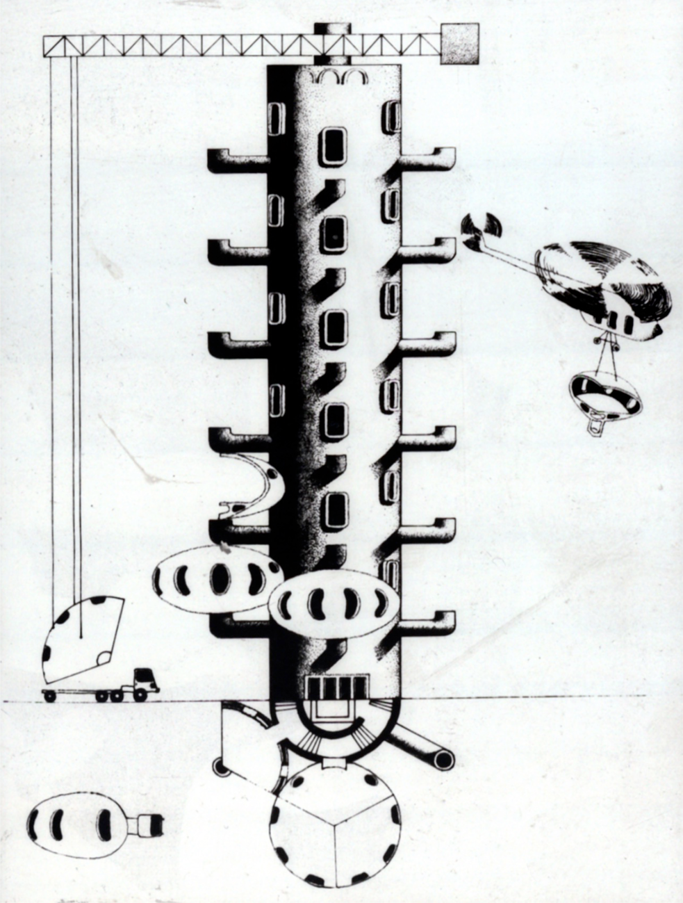Projekt einer mobilen Raumwohnzelle (Kasachstan). Architekt: S. Narynow // 1983