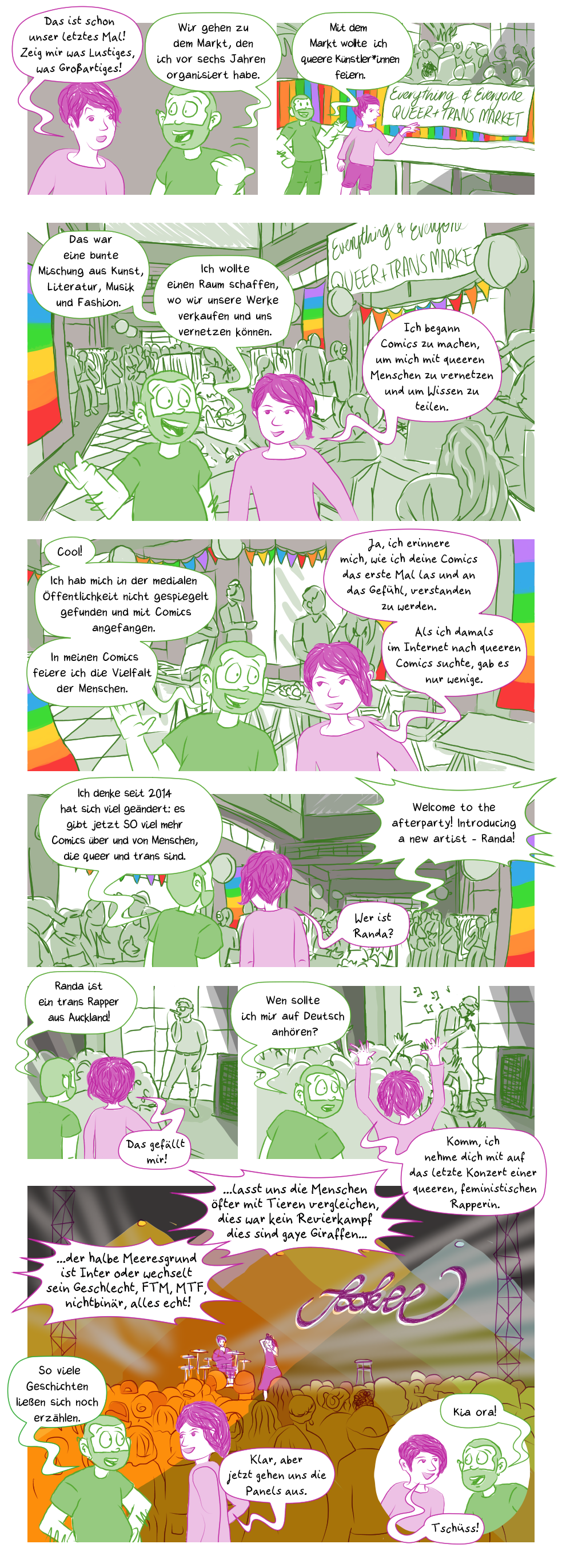 visuelles Comic: Queere Comic Konversation: Dezember - Queerer Markt, rein text-basiertes Comic folgt nach den Anmerkungen
