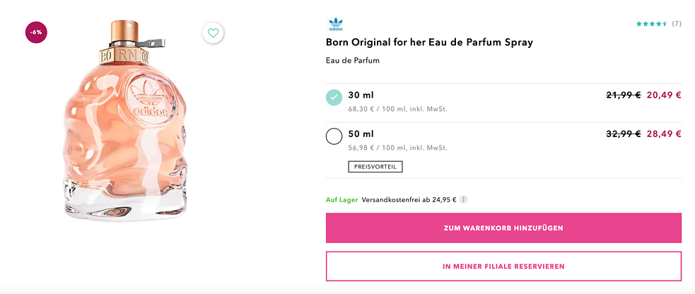 Screenshot: Douglas "ADIDAS Eau de Parfum"