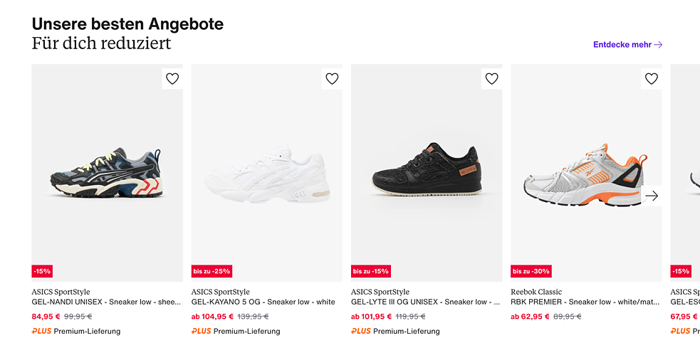 Produktvergleiche auf Zalando